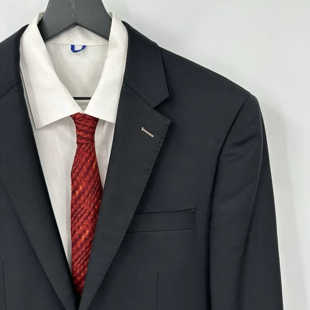 INDOCHINO jacket blazer sport coat black 42L classic wool business two button